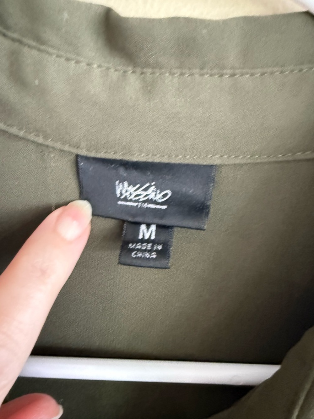 Mossimo Supply Co. Olive Green Shirt with Collar - Picture 3 of 7